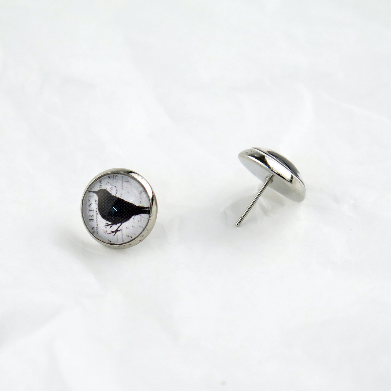 Ohrstecker Cabochon Vogel-Silhouette