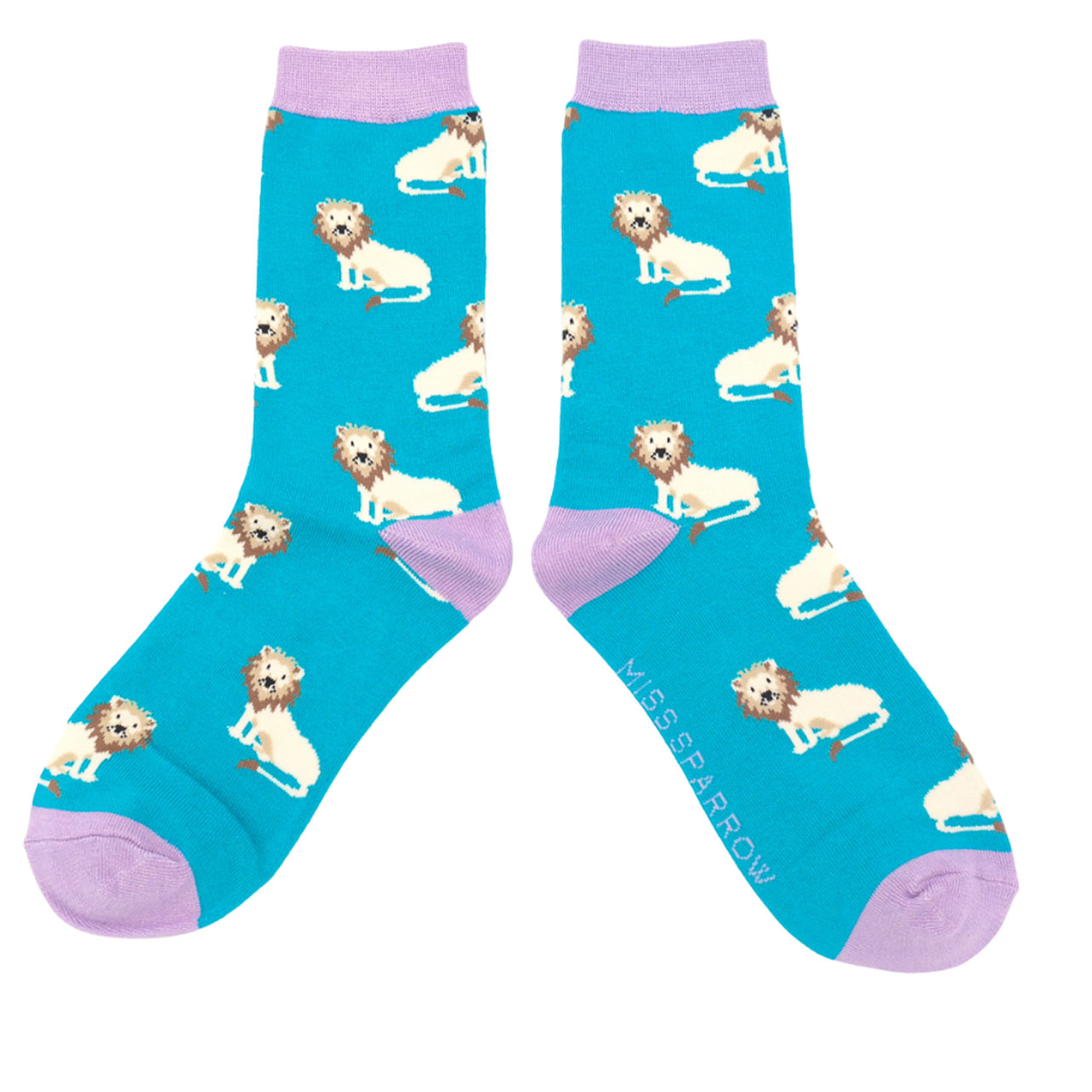 Miss Sparrow Socken Löwe türkis