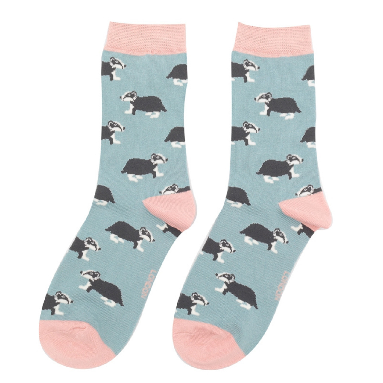 Miss Sparrow Socken Dachse hellblau