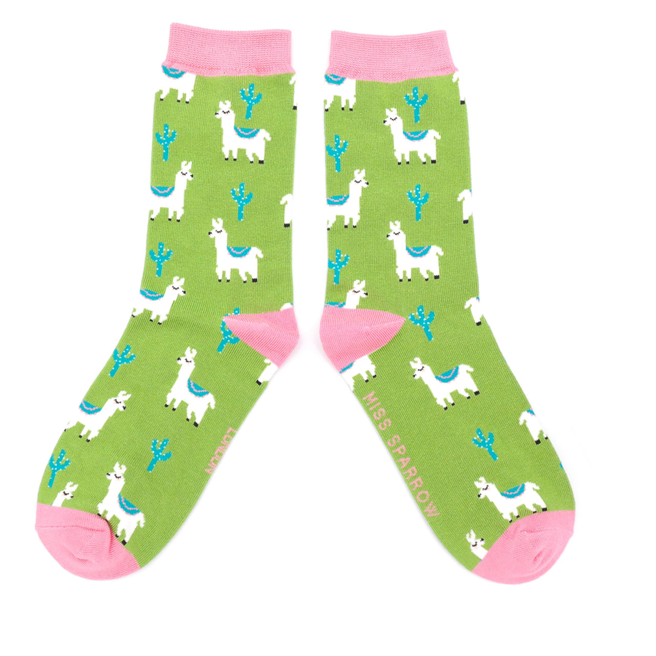 Miss Sparrow Socken Lamas grün