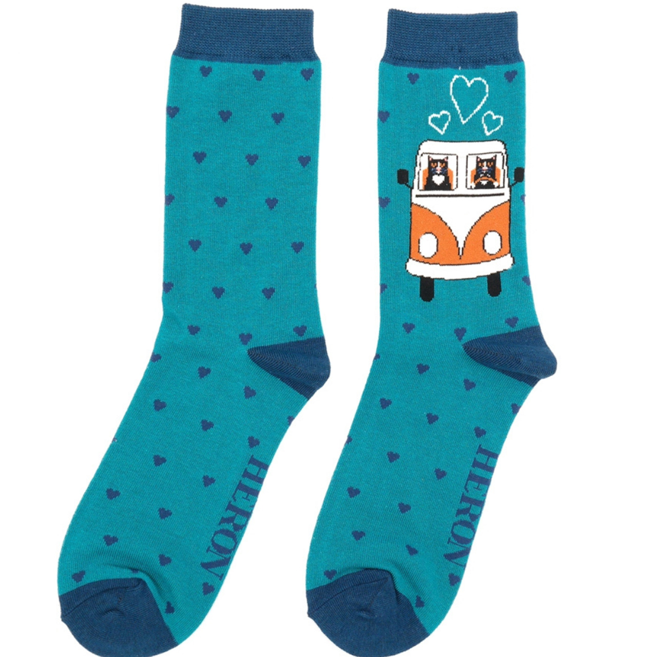 Mr. Heron Socken Camper Cats grün