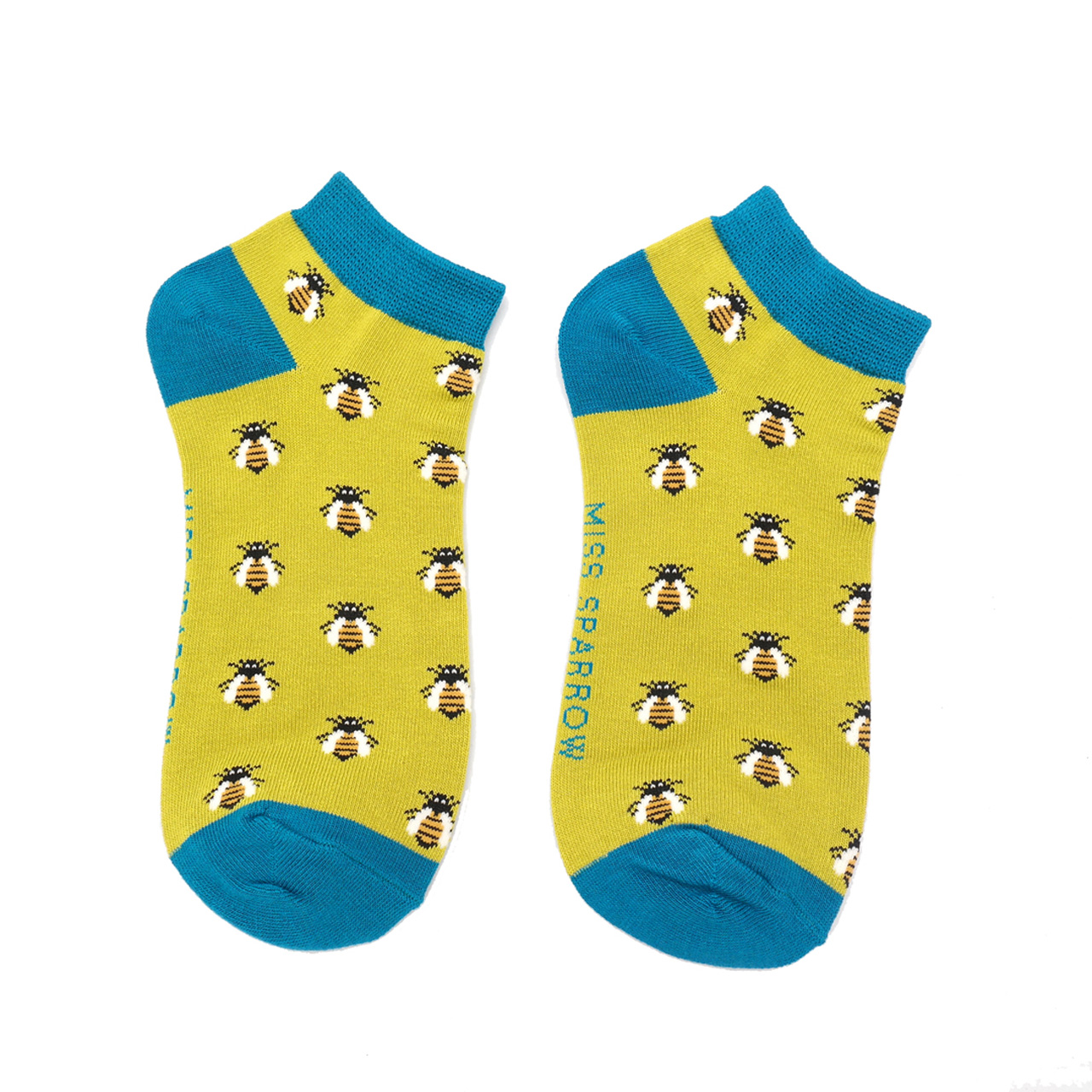 Miss Sparrow Socken low Bienen grün