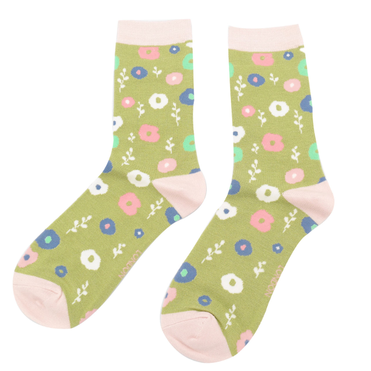 Miss Sparrow Socken Blumenmuster grün