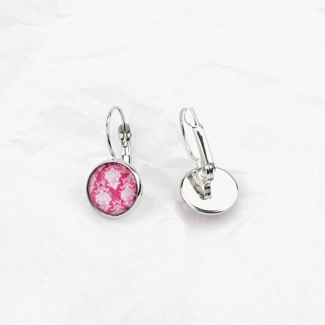 Ohrring Ornament pink/weiss