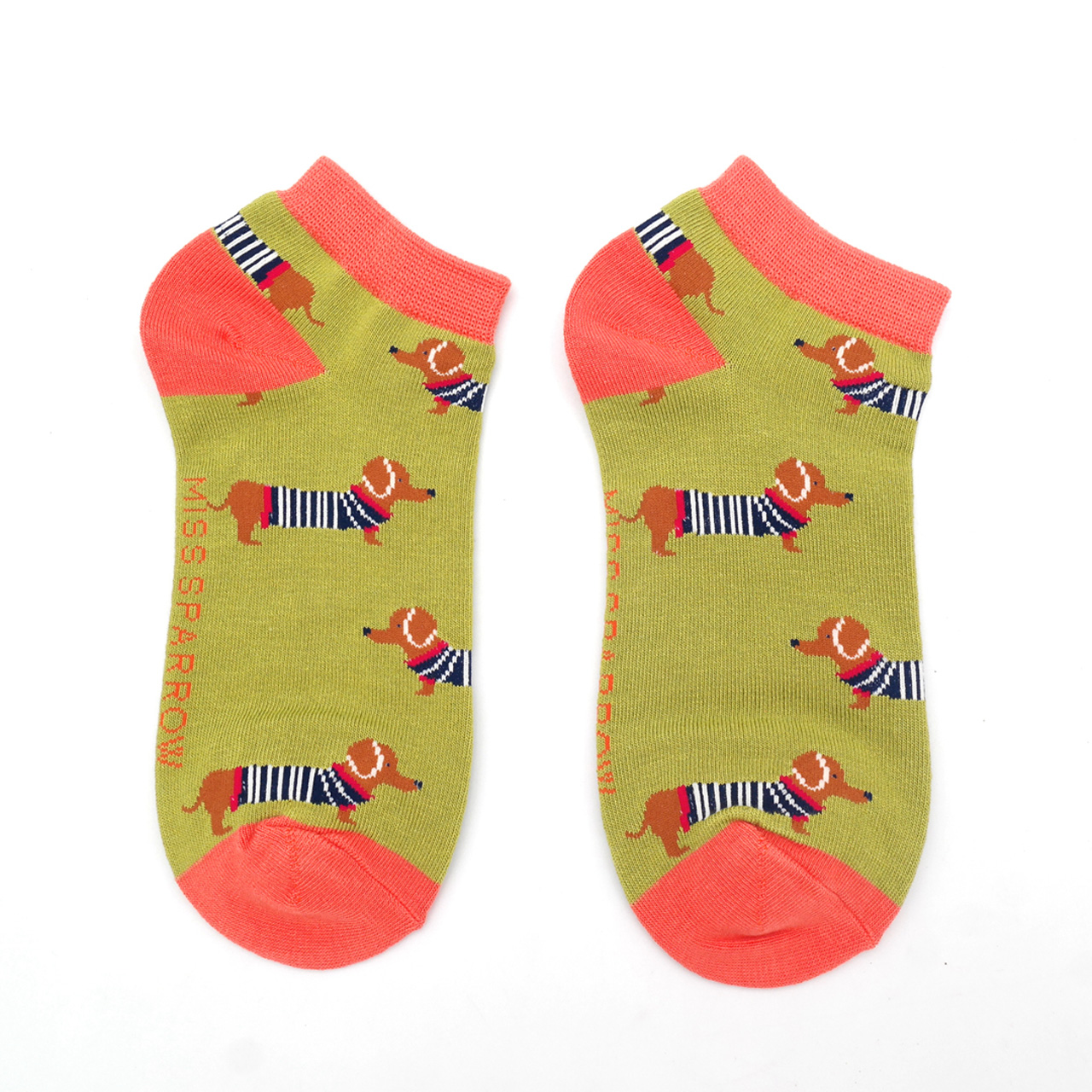 Miss Sparrow Socken low Dackel olive