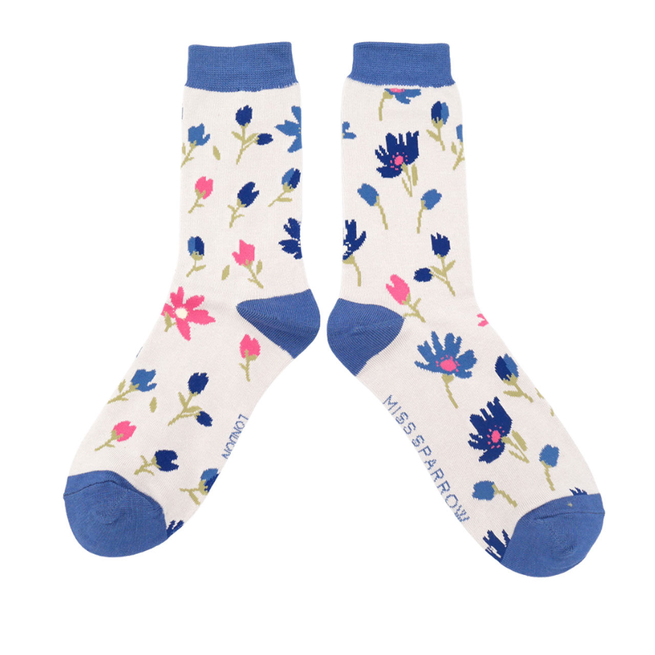 Miss Sparrow Socken Blümchen silber