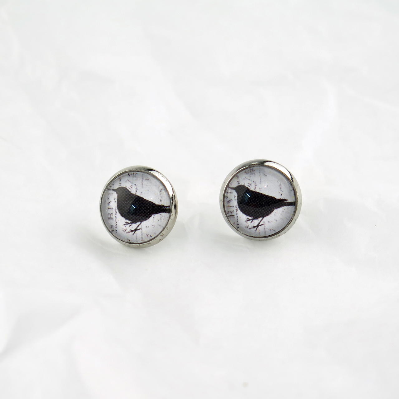 Ohrstecker Cabochon Vogel-Silhouette